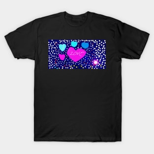 Valentine Love, Heart, and Celestial Stars T-Shirt